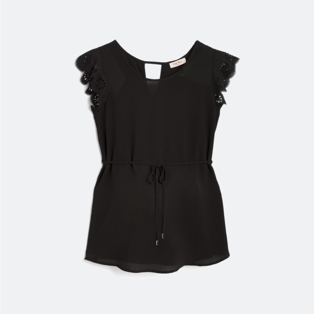 Black Maternity Lace Sleeve Blouse